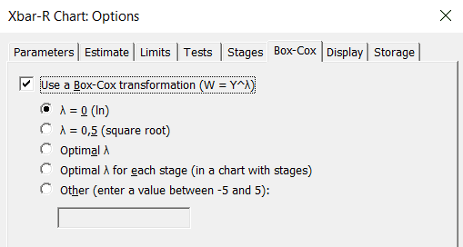 Chart Options > Box-Cox