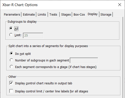 Chart Options > Display